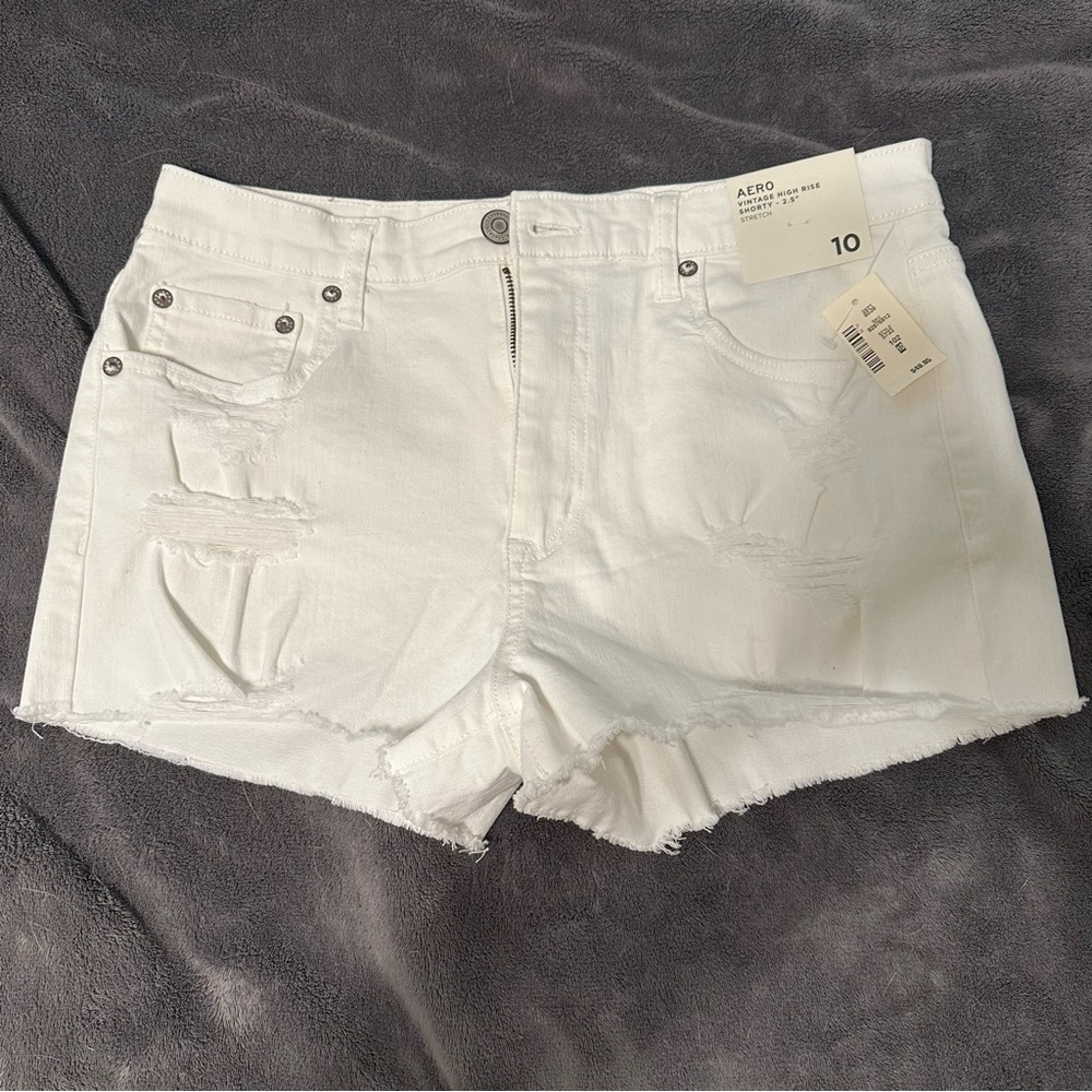 Aero White Jean Shorts
